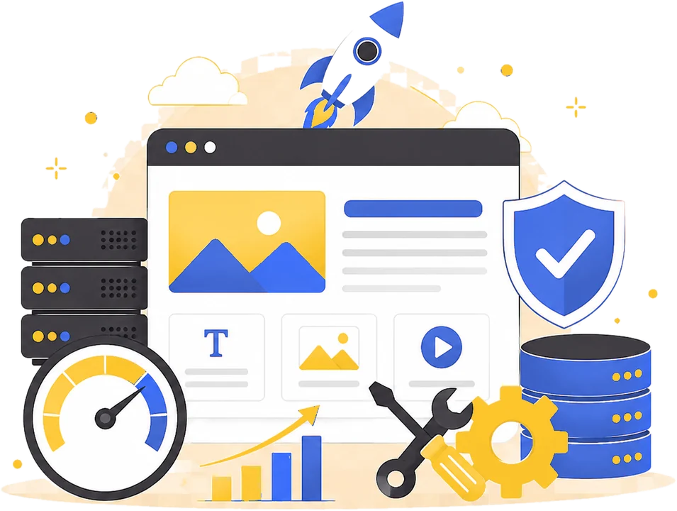 Website management and hosting tools illustration